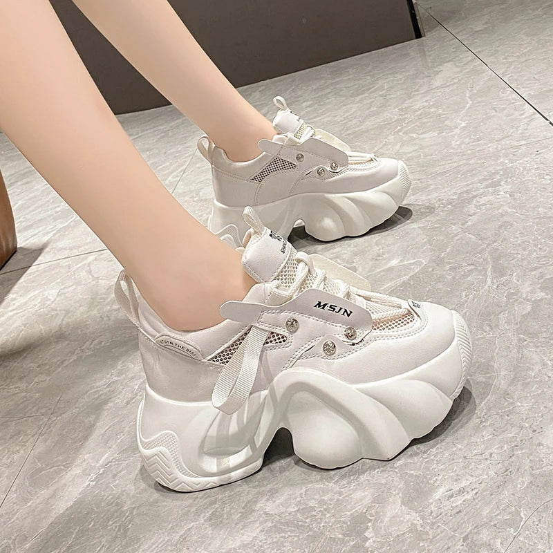 Chunky Mesh Platform Sneakers
