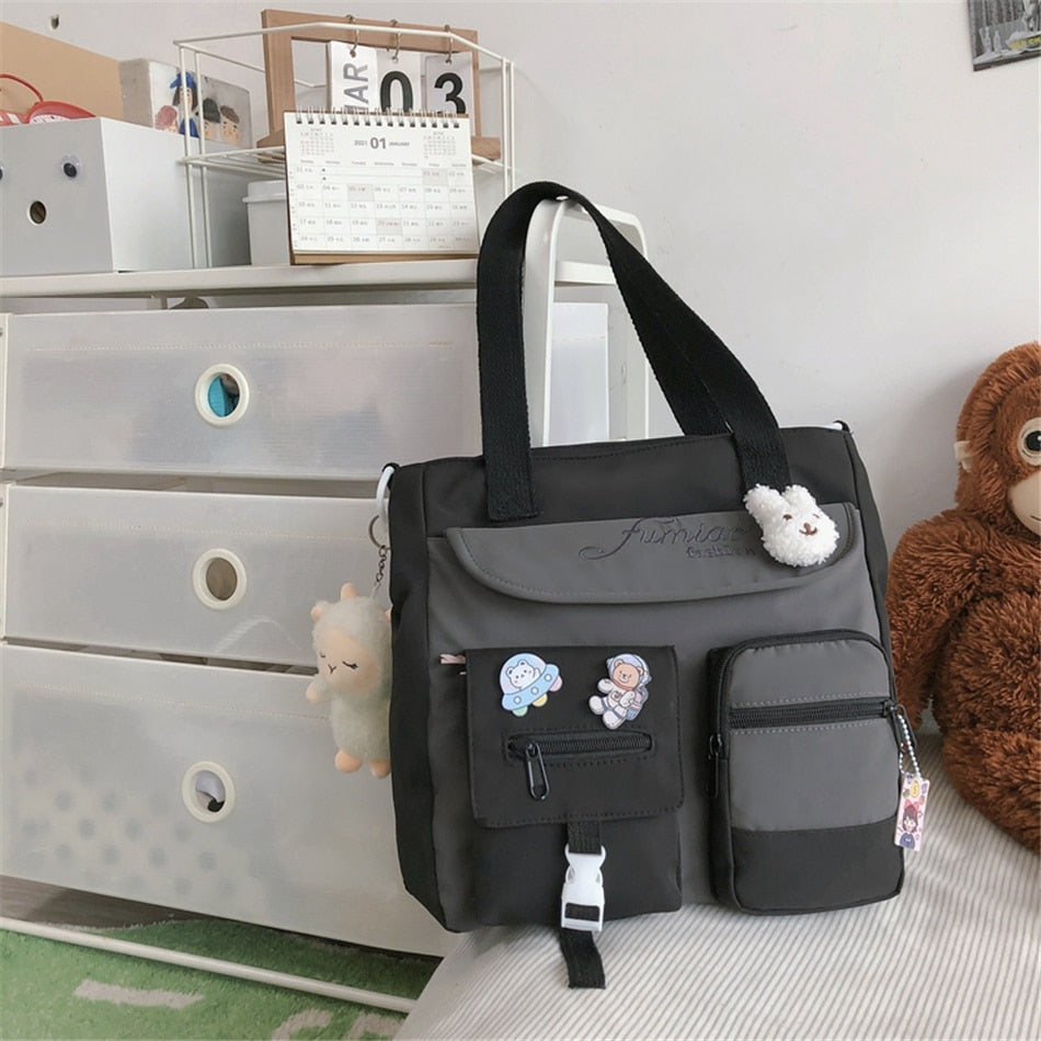 Nylon Patchwork Tote Bag