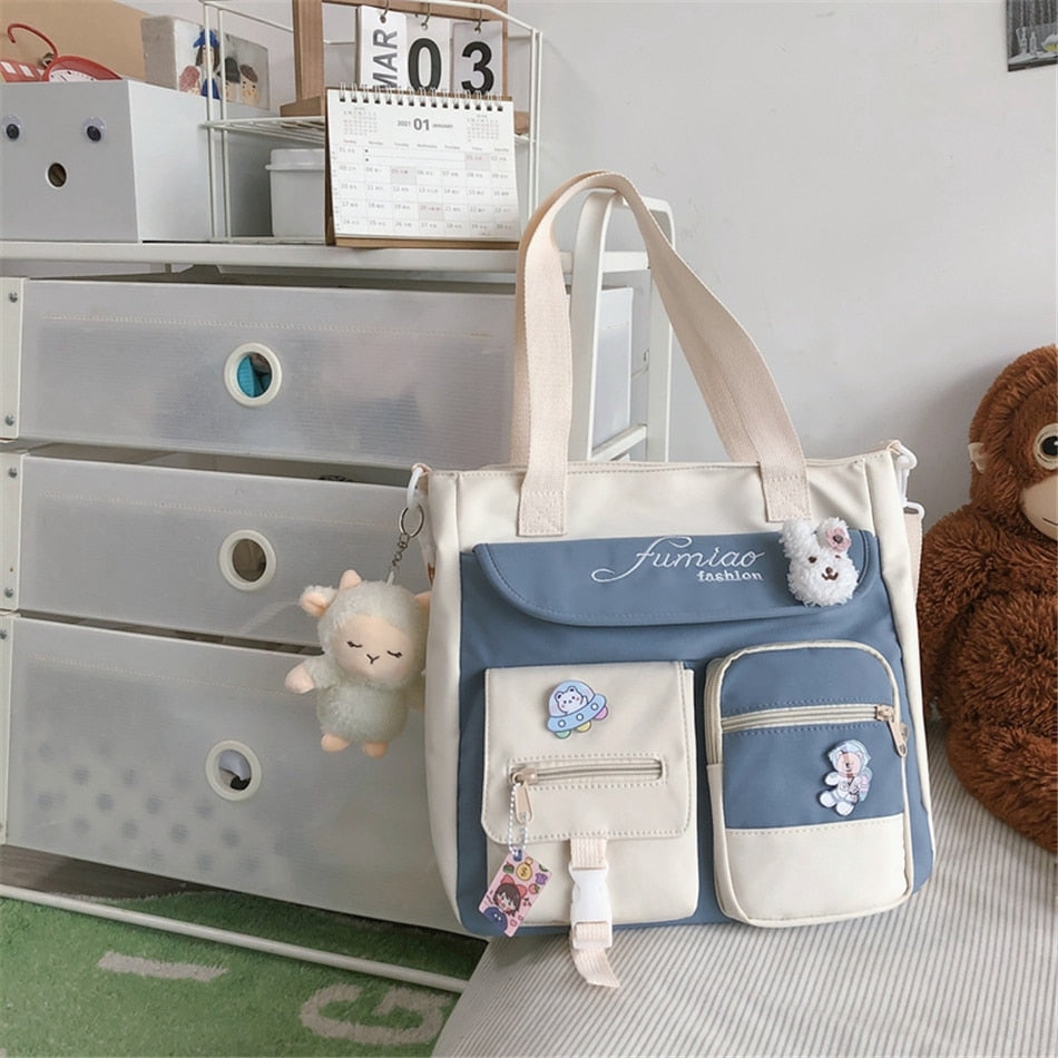 Nylon Patchwork Tote Bag