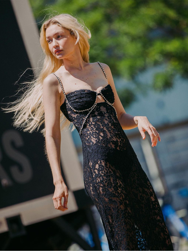 Elegant Black Sleveless Cutout Designer Dress
