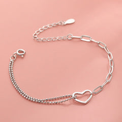 Silver Heart Chain Bracelet