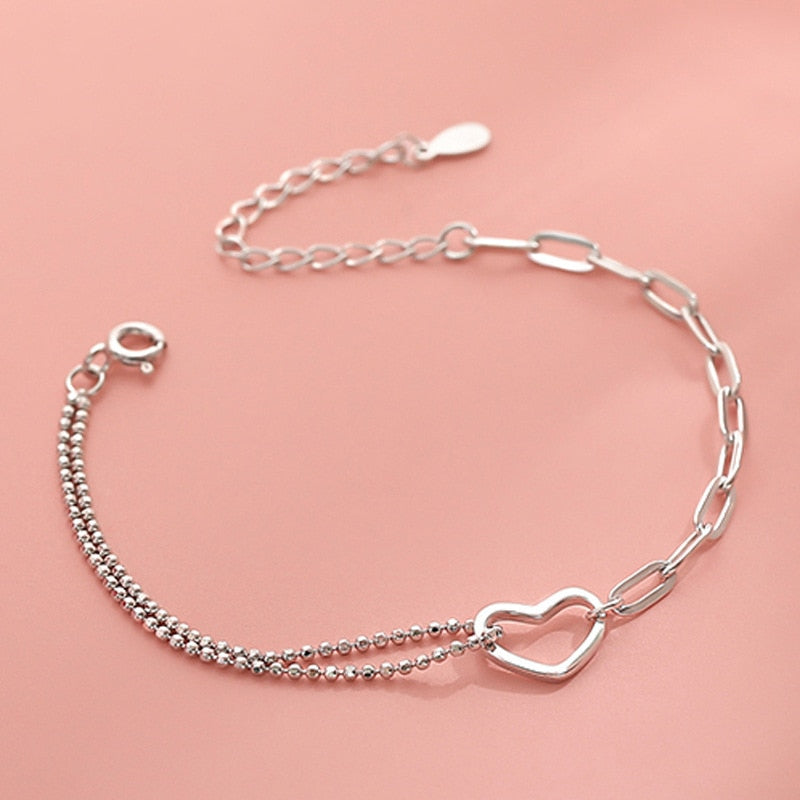 Silver Heart Chain Bracelet