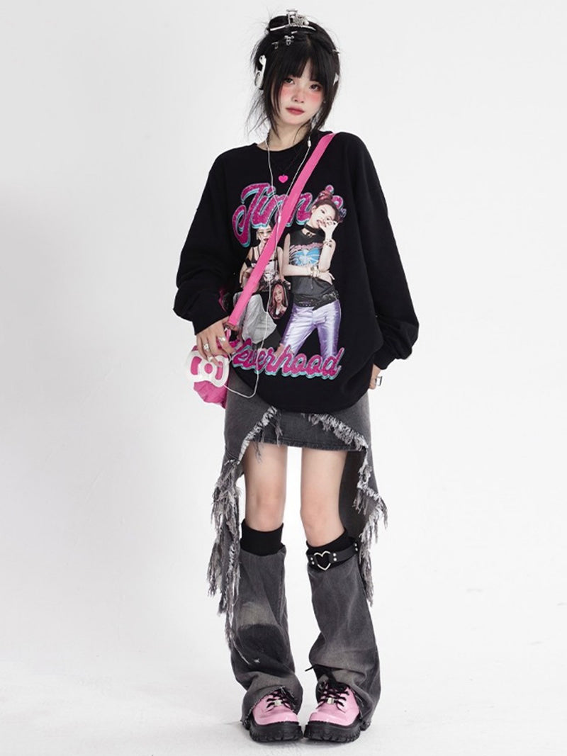 Grunge Y2k Denim Skirt