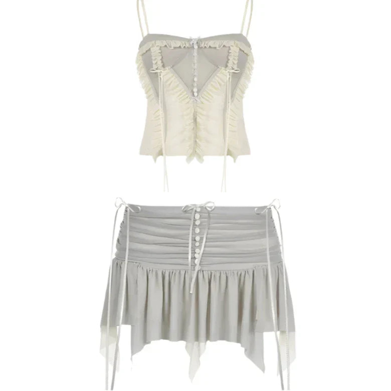 Y2K Fairy Outfit Set - Crop Top & Skirt