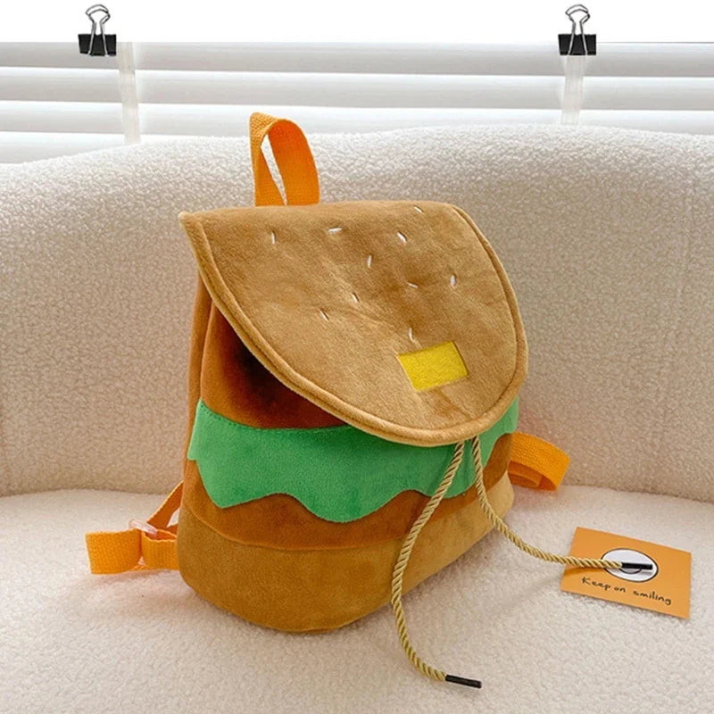 Cute Plush Burger Style Backpack