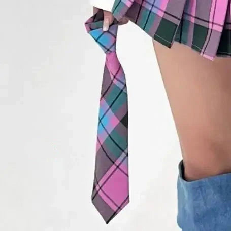 Harajuku Plaid Outfit Set - Skirt & Tie
