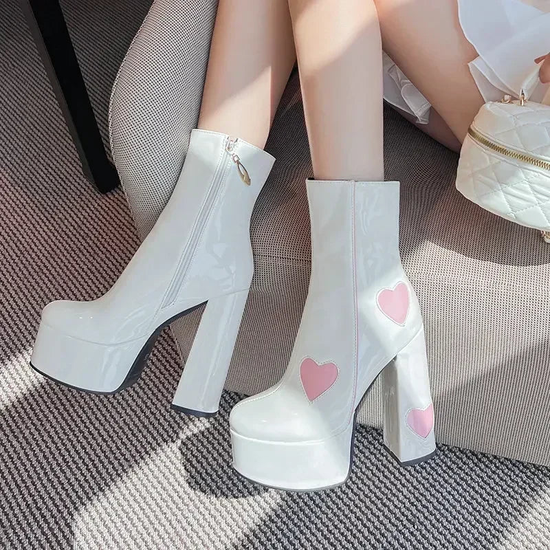 Kawaii Chunky High Heel Boots