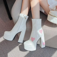 Kawaii Chunky High Heel Boots