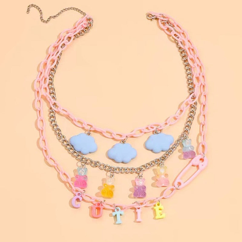 Harajuku Cloud Bear Acrylic Necklace