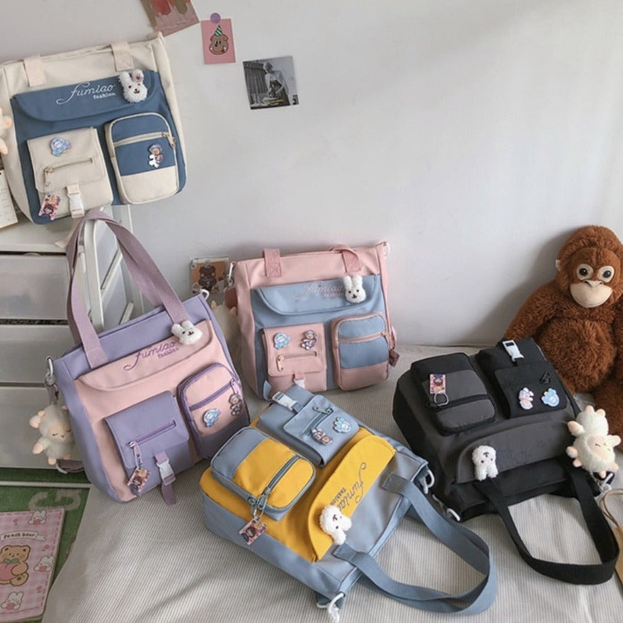 Nylon Patchwork Tote Bag