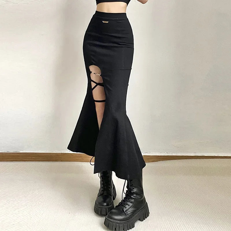 Gothic Long Flared Skirt