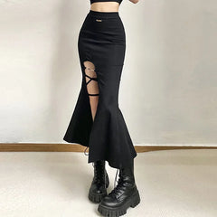 Gothic Long Flared Skirt