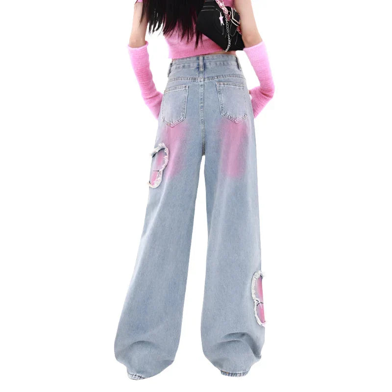 Korean Ripped Butterfly Jeans