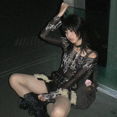 Y2K Gothic Mesh Top