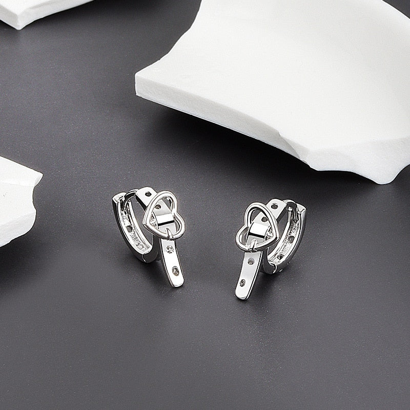 Silver Heart-shaped Earrings