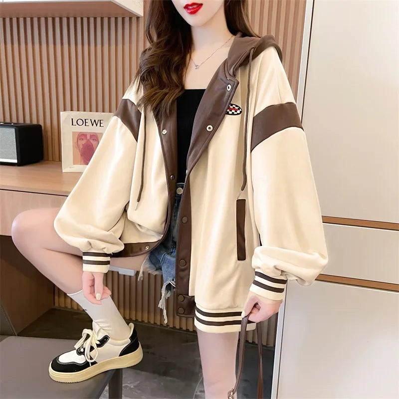 Aesthetic Hooded Baseball Jacket