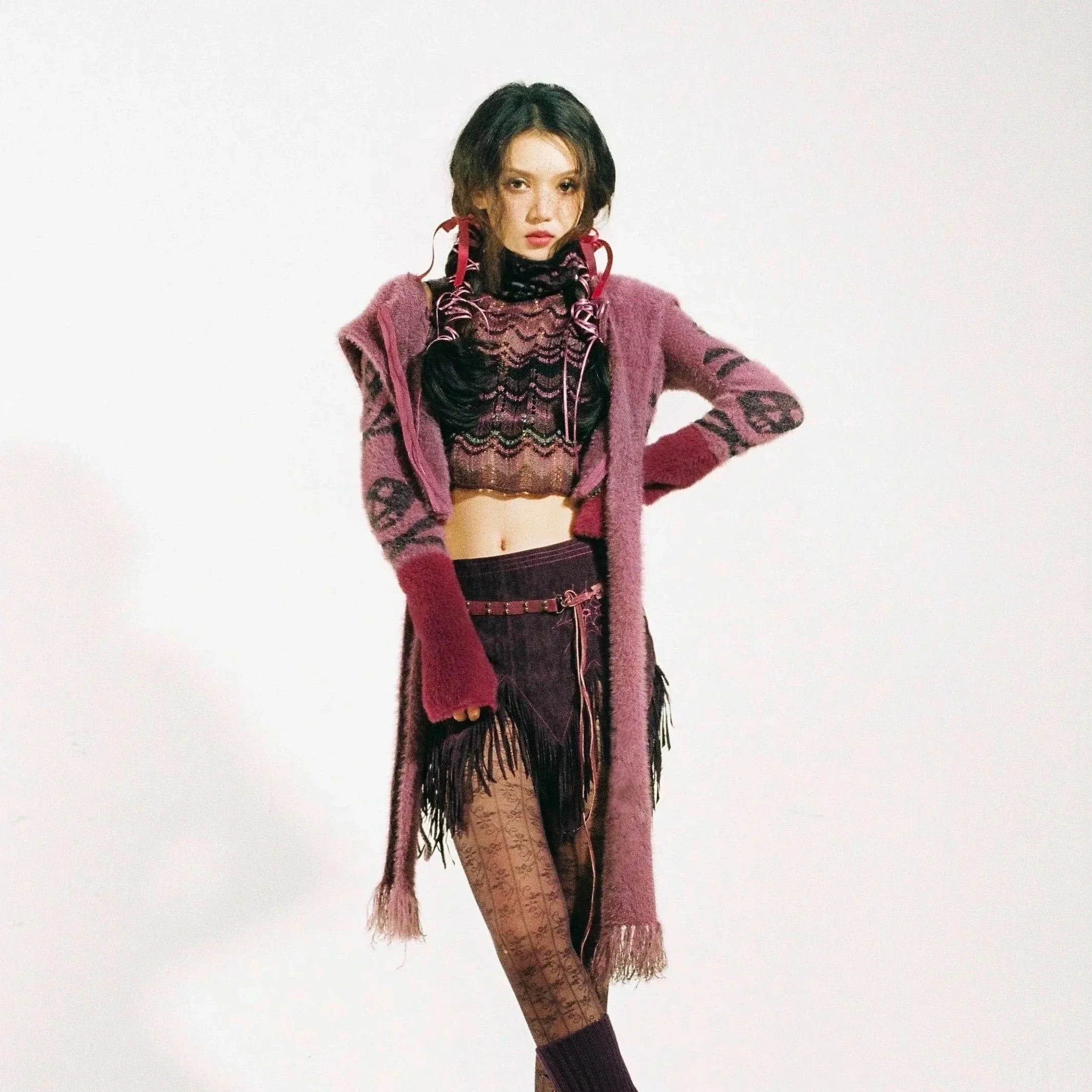 Emo Style Knit Hooded Sweater