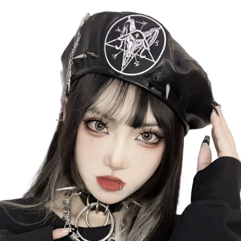 Harajuku Punk Leather Beret