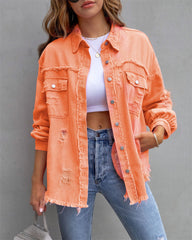 Raw-edges Denim Jacket