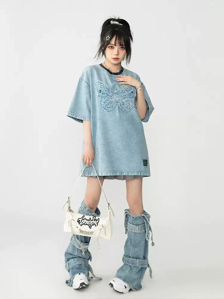 Acubi Blue Denim Leg Warmers