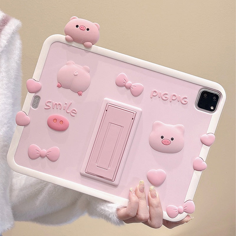 Cartoon Rabbit & Pig iPad Case
