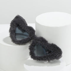 Retro Heart-Shaped Plush Sunglasses