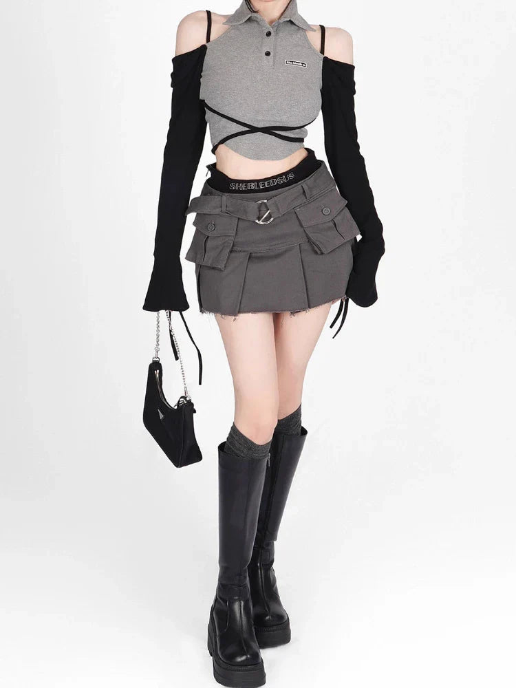 Retro Pleated Mini Skirt