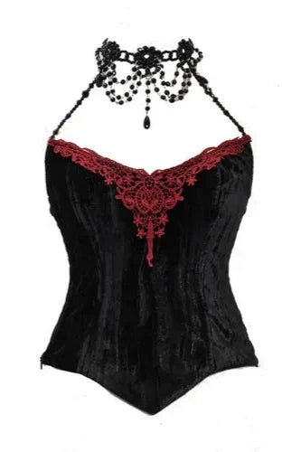 Gothic Velvet Outfit Set - Top, Skirt & Corset