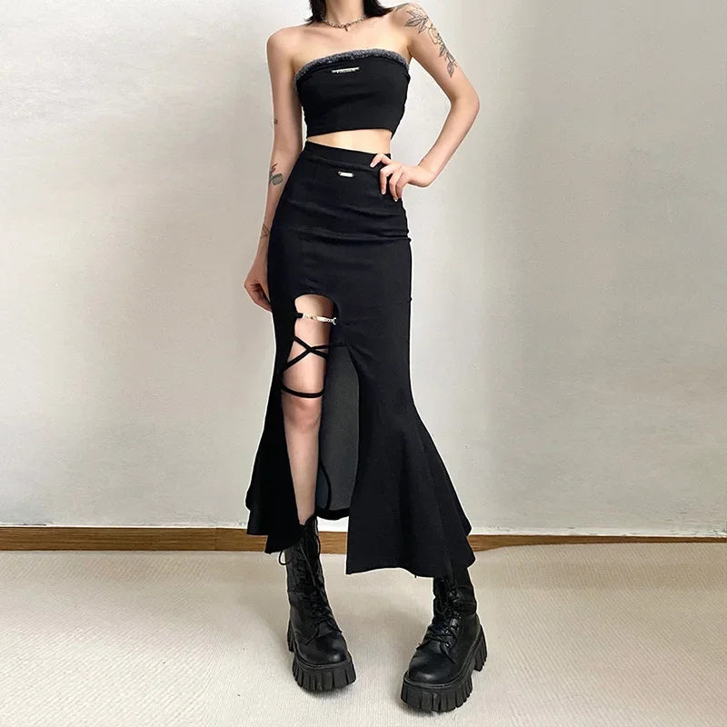 Gothic Long Flared Skirt