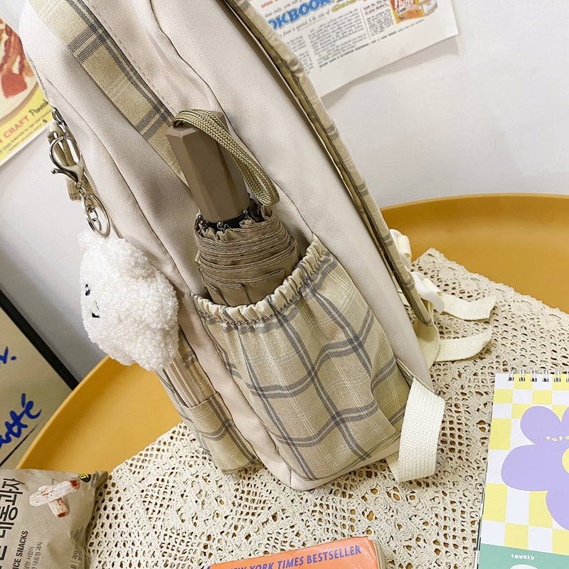 Cozy Plaid School Backpack