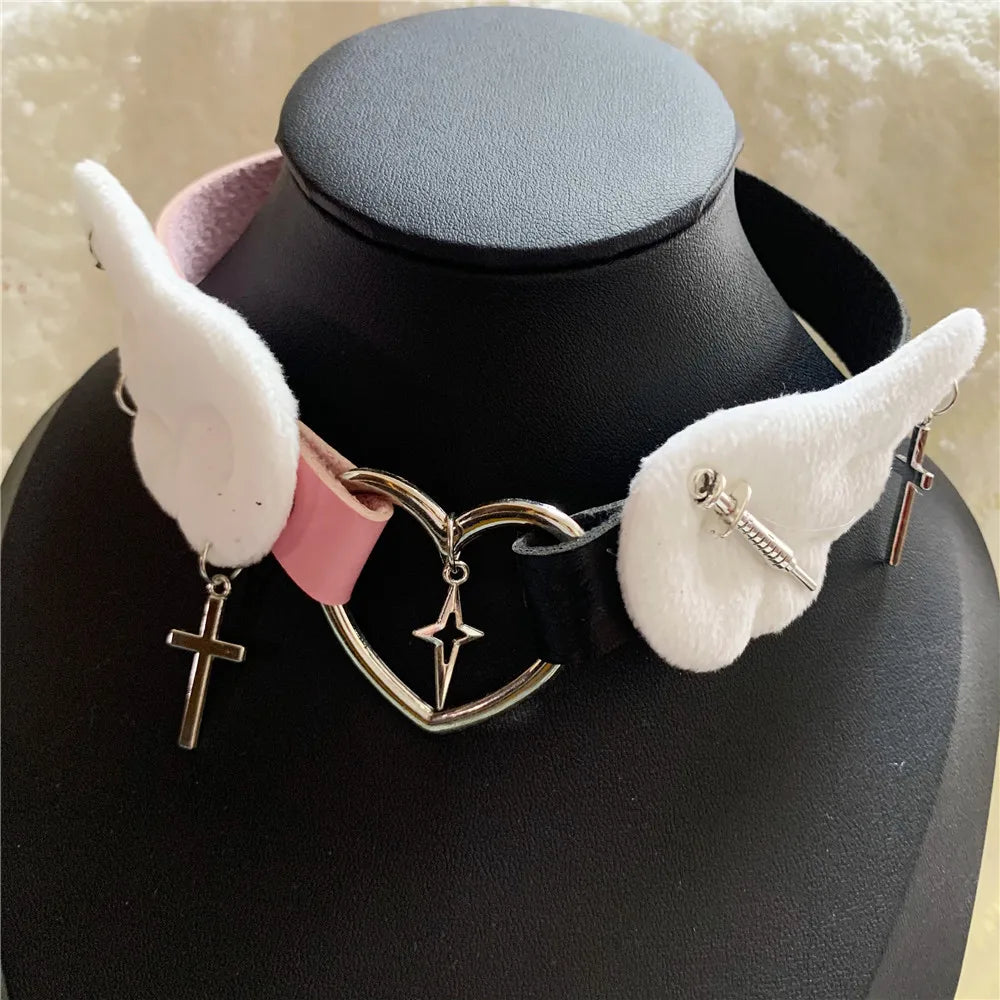 Y2K Angelic Heart Choker