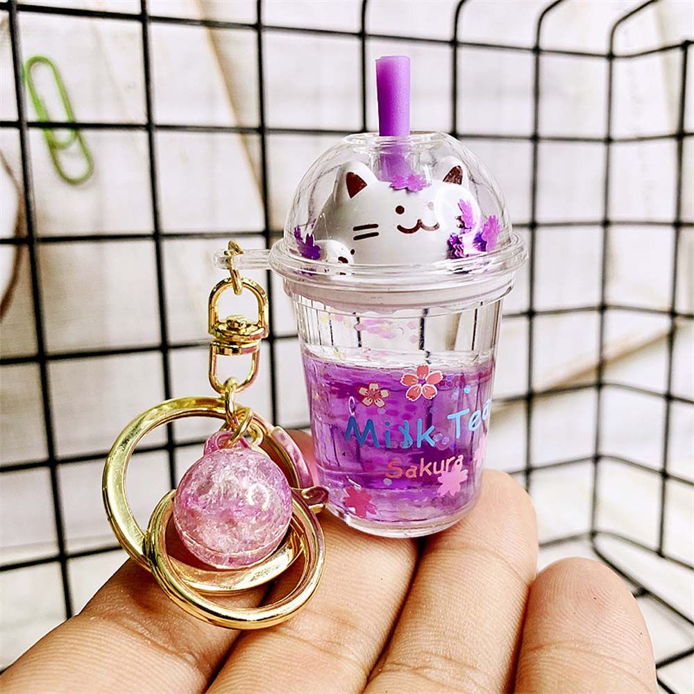 Kawaii Cat Milk Tea Cup Keychain