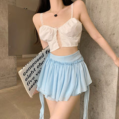 Pastel Ruffle Mini Skirt Shorts