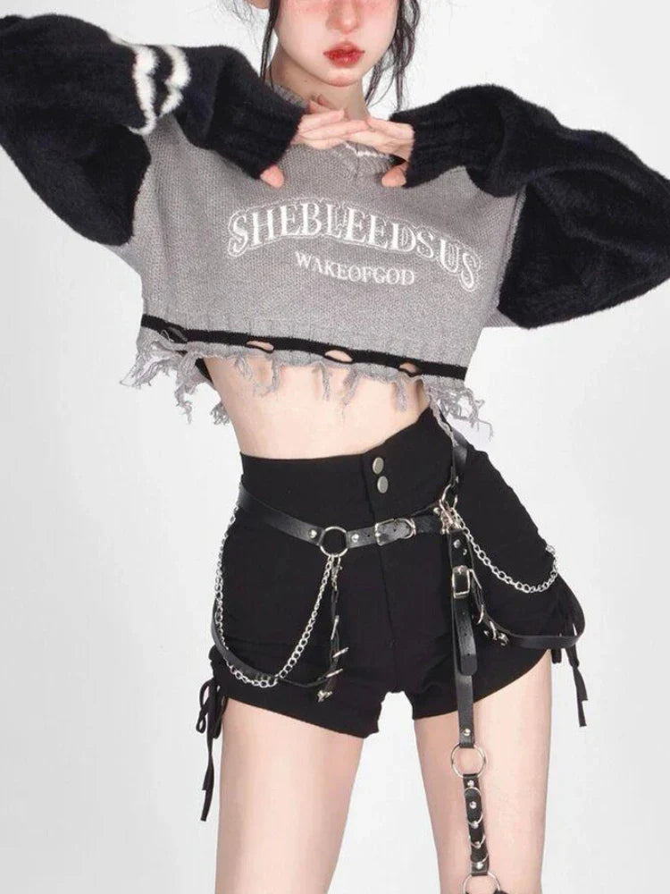 Vintage Cropped Sweater Y2K