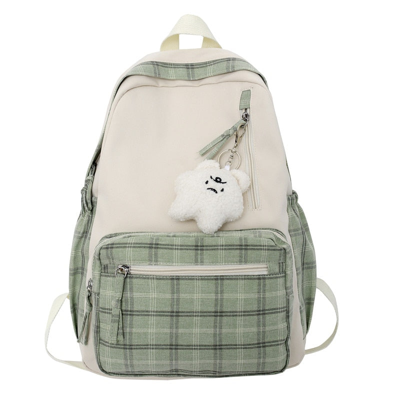 Cozy Plaid School Backpack