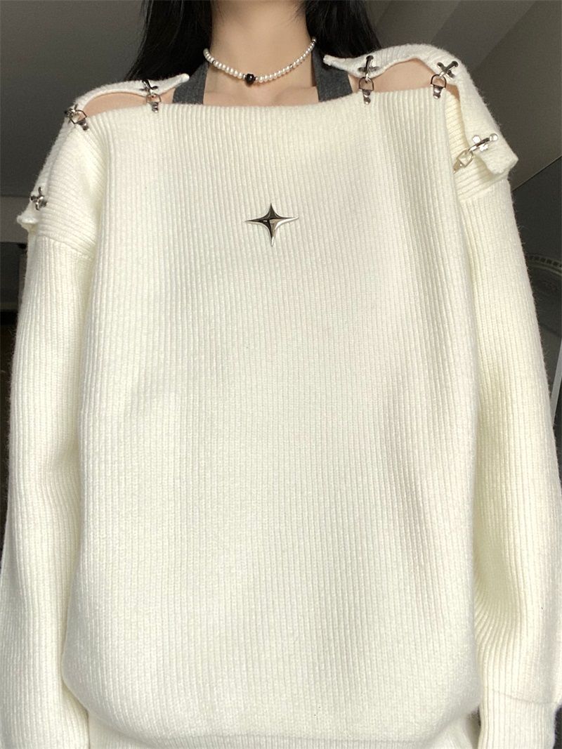 Off Shoulder Korean Y2K Sweater