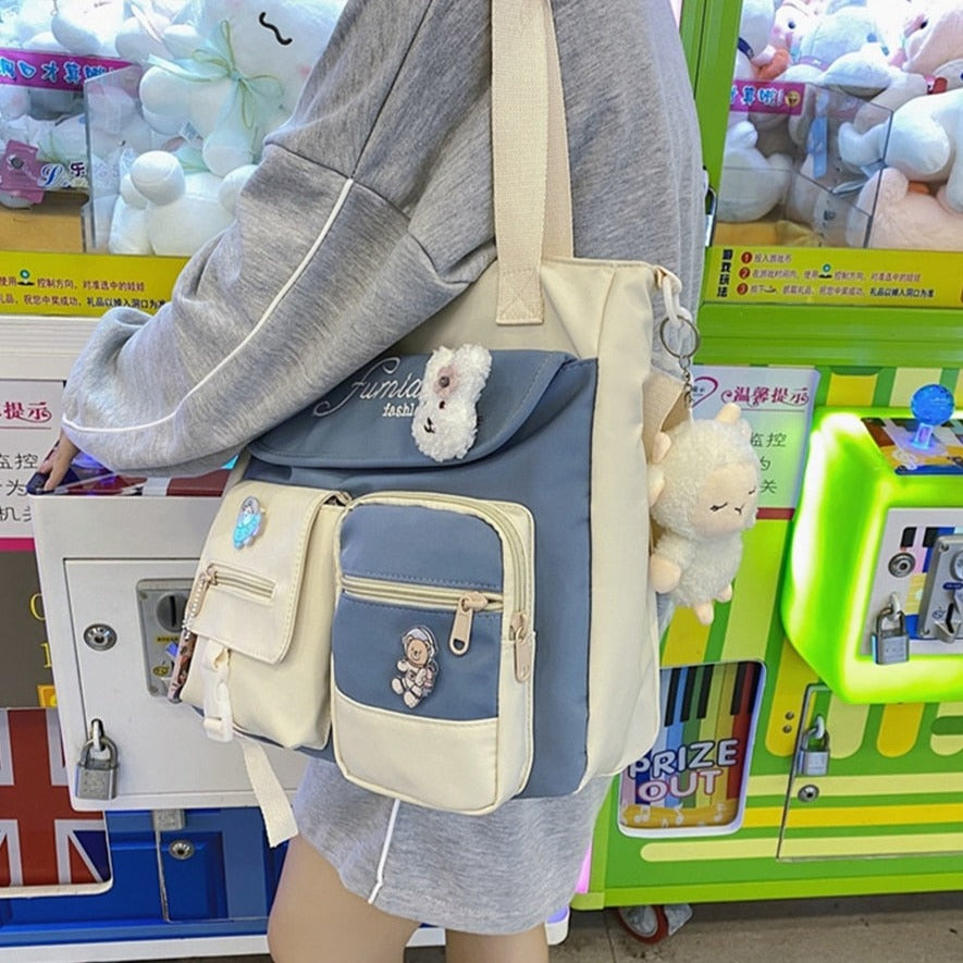 Nylon Patchwork Tote Bag