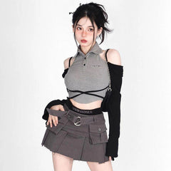 Y2K Techwear Set - Top & Skirt