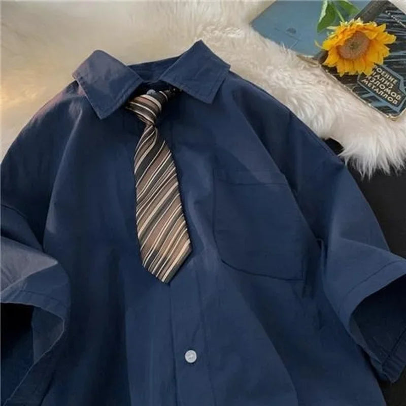 Vintage Office Style Outfit Set - Shirt & Tie