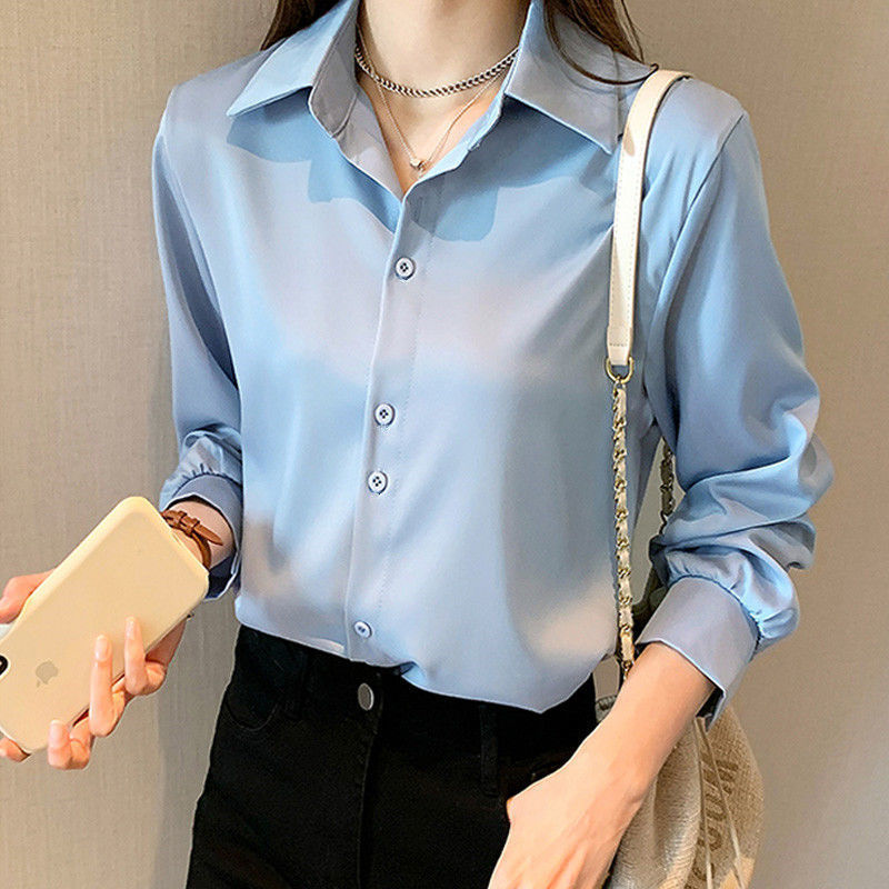Solid Satin Chiffon Blouse