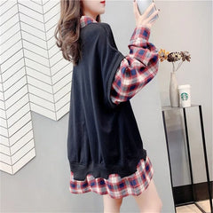 Plaid Fake Two Pieces Sweatshirt
