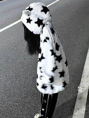 Oversize Fluffy Star Hoodie Y2k