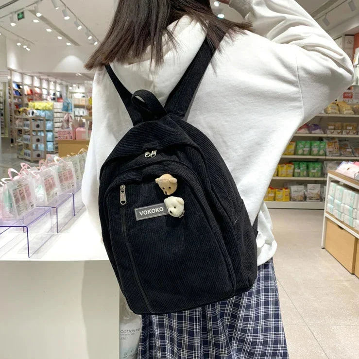 Cute Corduroy School Backpack