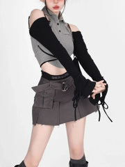 Retro Pleated Mini Skirt