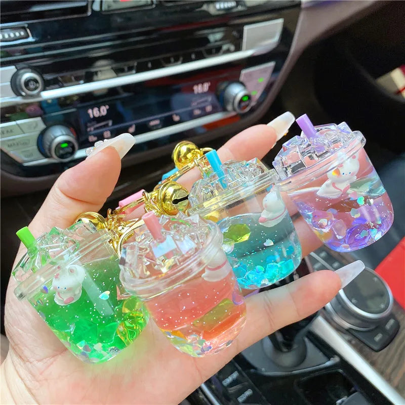 Liquid Oil Ice Cube Keychain