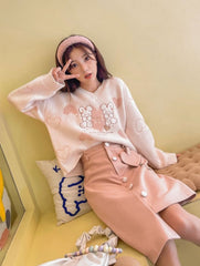 Harajuku Rabbit Embroidery Sweater