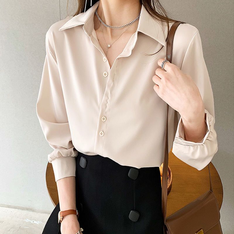 Solid Satin Chiffon Blouse