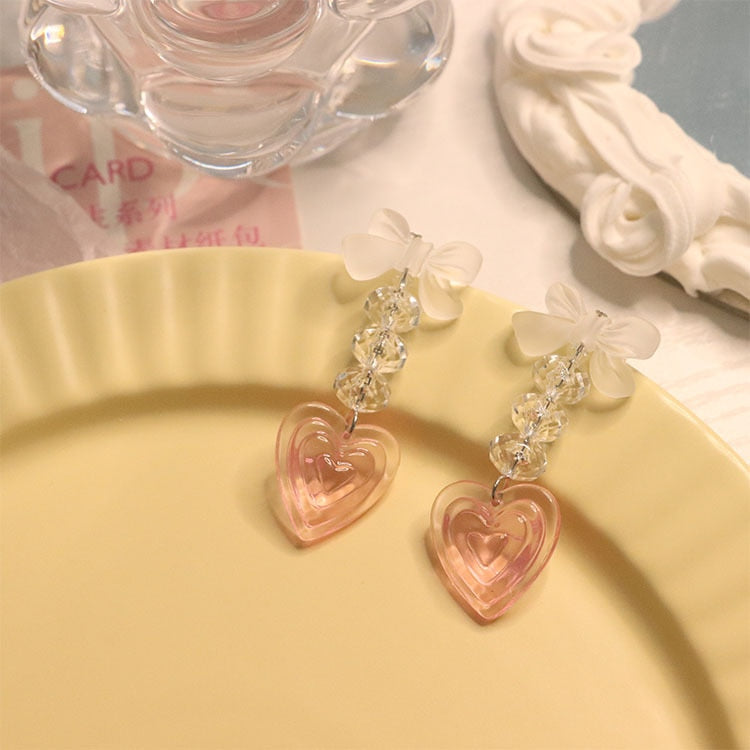 Y2K Aesthetic Peach Heart Earrings