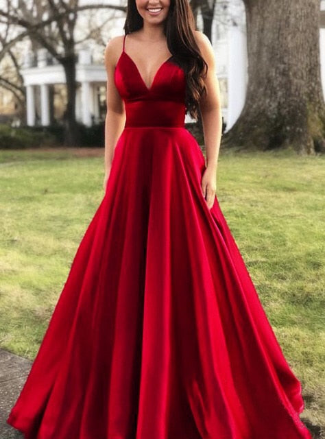 Dresses for Women Elegant Sexy Wedding Party Prom V-neck Sleeveless Sling Backless Satin Maxi Red Plus Size Clothes