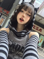 Gothic Striped Cat Hoodie